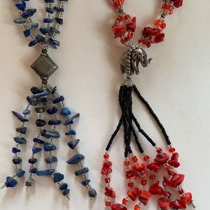 Red And Blue Coral Necklaces